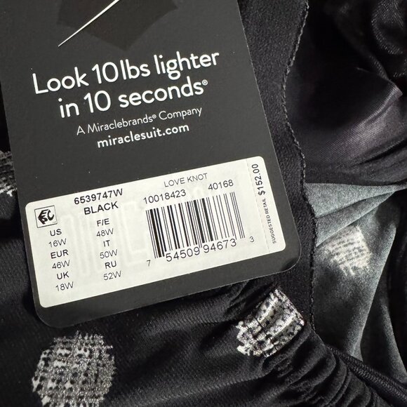 Miraclesuit Love Knot Tankini Swim Top 16W Black Polka Dot Underwire NWT SW-2077 - Picture 8 of 10